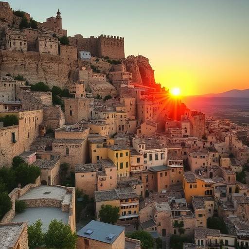 Alba sui Sassi di Matera, antiche abitazioni scavate nella roccia