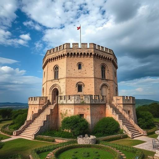 Castel del Monte in Puglia, un enigmatico castello medievale dalla forma ottagonale.