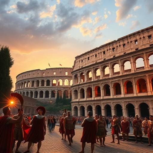Il Colosseo a Roma, simbolo dell'Impero Romano e dei suoi giochi gladiatori.