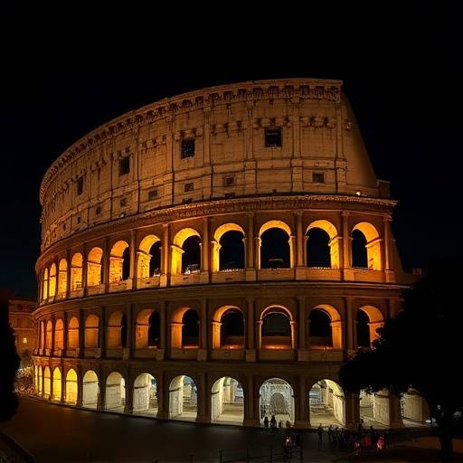Il Colosseo illuminato di notte a Roma
