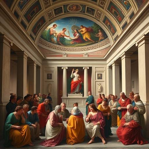 La Scuola di Atene di Raffaello nei Musei Vaticani, un tributo alla filosofia e alla conoscenza.