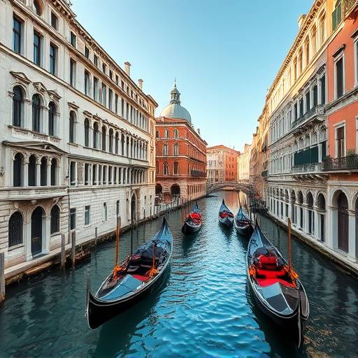 Un canale di Venezia con gondole e palazzi storici